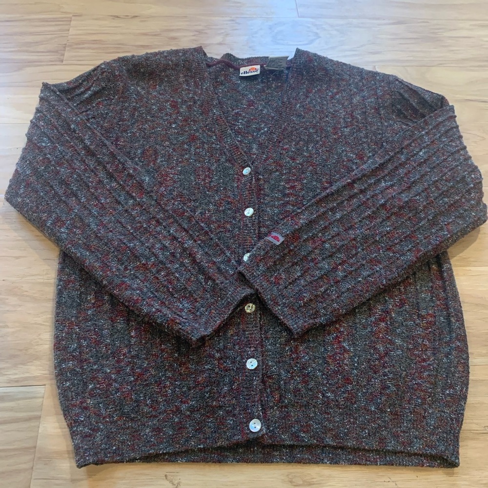 Vintage Ellesse multicolor Textured Button Down Sweater Size Small